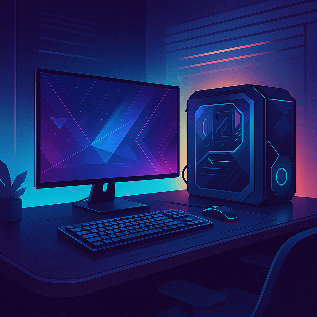 Bureau futuriste néon